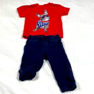 Two-piece Gymboree boys patriotic dog outfit size 12 to 18 months